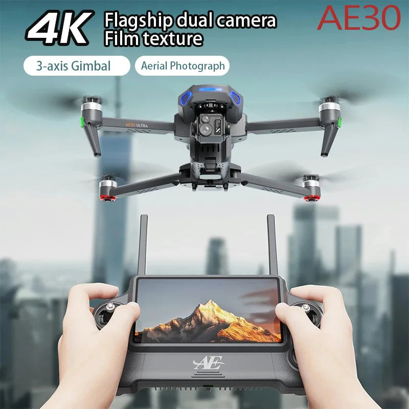Drone professionnel AE3 Pro Max avec écran 360 ° Évitement d'obstacles sans brosse 8K double caméra 3 axes cardan quadrirotor FP