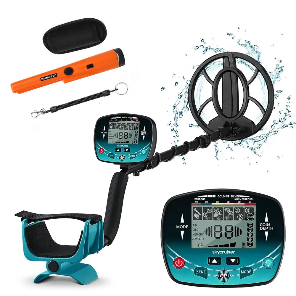 Metal Detector Underground Depth Search Finder Gold Detector Treasure Detecting Pinpointer Waterproof Coil