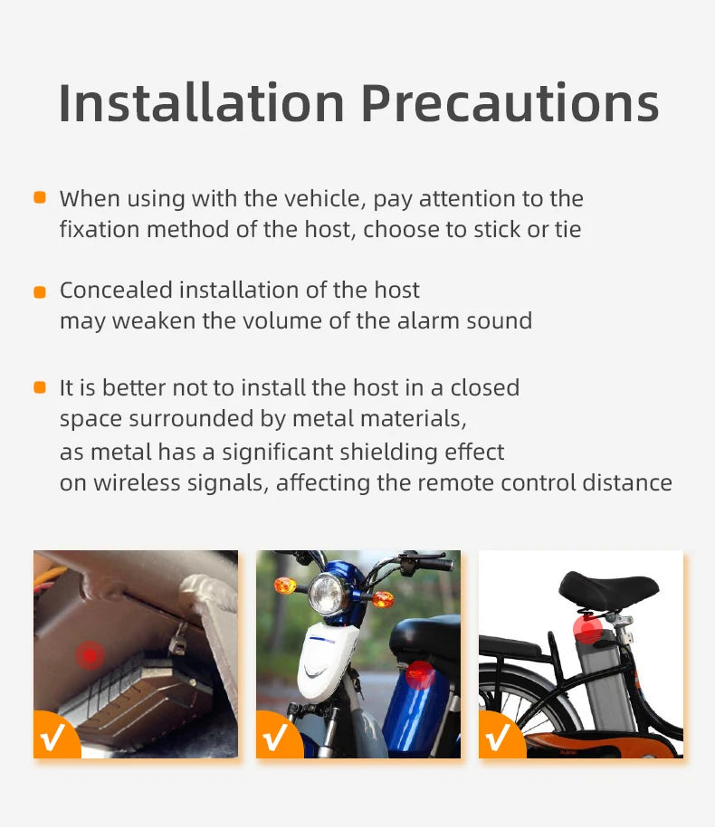 Anti-theft Alarm for Motorbike/Bicycle 113db High Volume Vibration Wireless Remote Control Electric Bell Sound Find A Vehicle