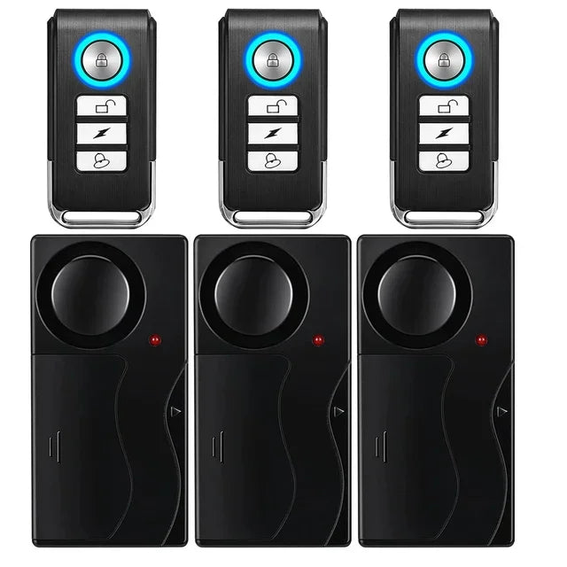 Camluxy Anti-Theft Alarm 110db Loud Door and Window Alarm Wireless Vibration Alarm with Remote Control Bicycle Security Sensors