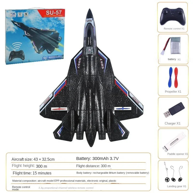 RC Plane SU57 Radio Control Airplane Light Fixed Wing Hand Throwing Su30 Foam Electric Remote Control Plane Toys for Children