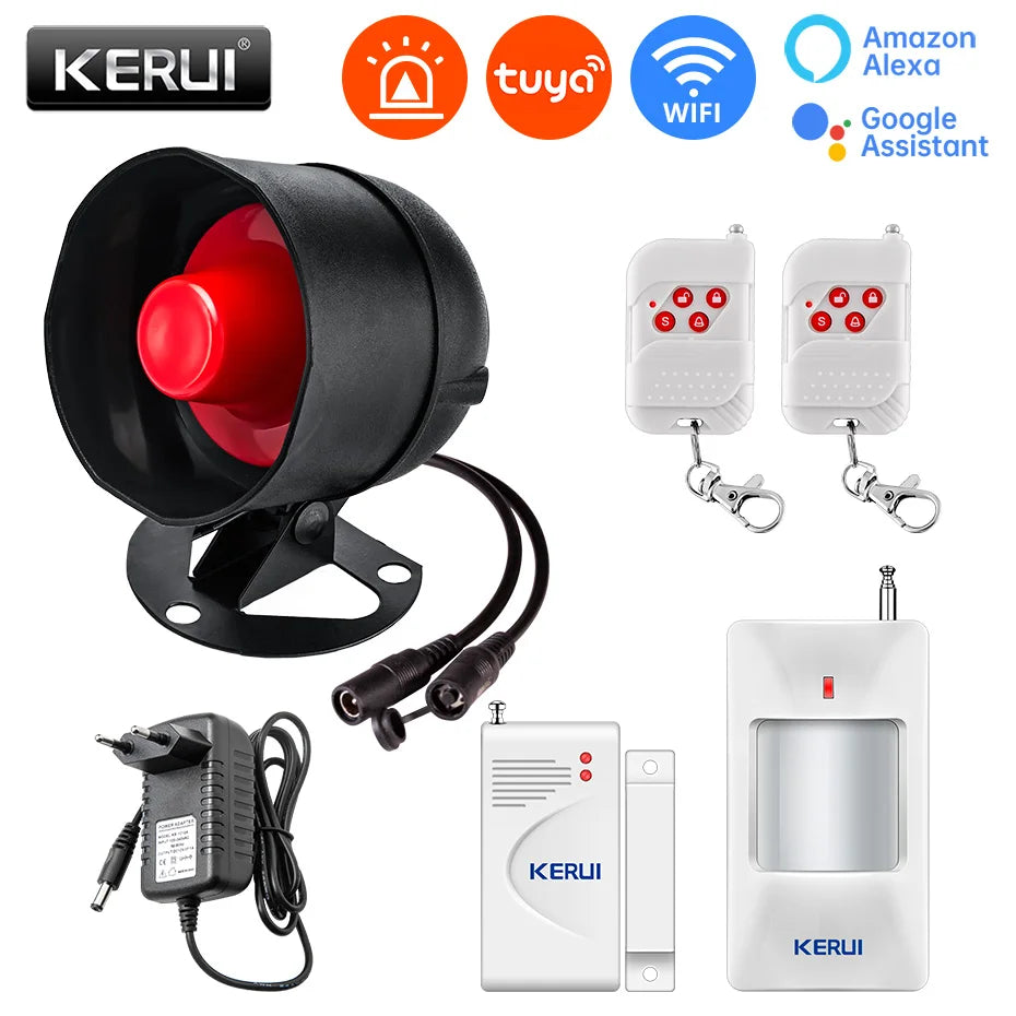 KERUI Siren Alarm System Tuya Smart WiFi 110db Loudly Speaker Alarm Burglar Home Security Alarm With Motion Door Window Sensor