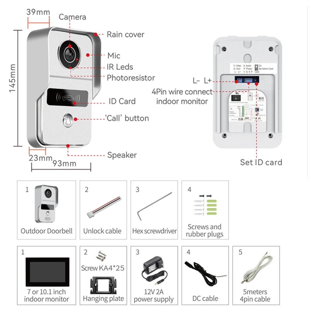 7 Inch Tuya Video Doorbell WiFi Outdoor Door Bell Waterproof IP65 Intercom Smart Home  Door Phone Camera