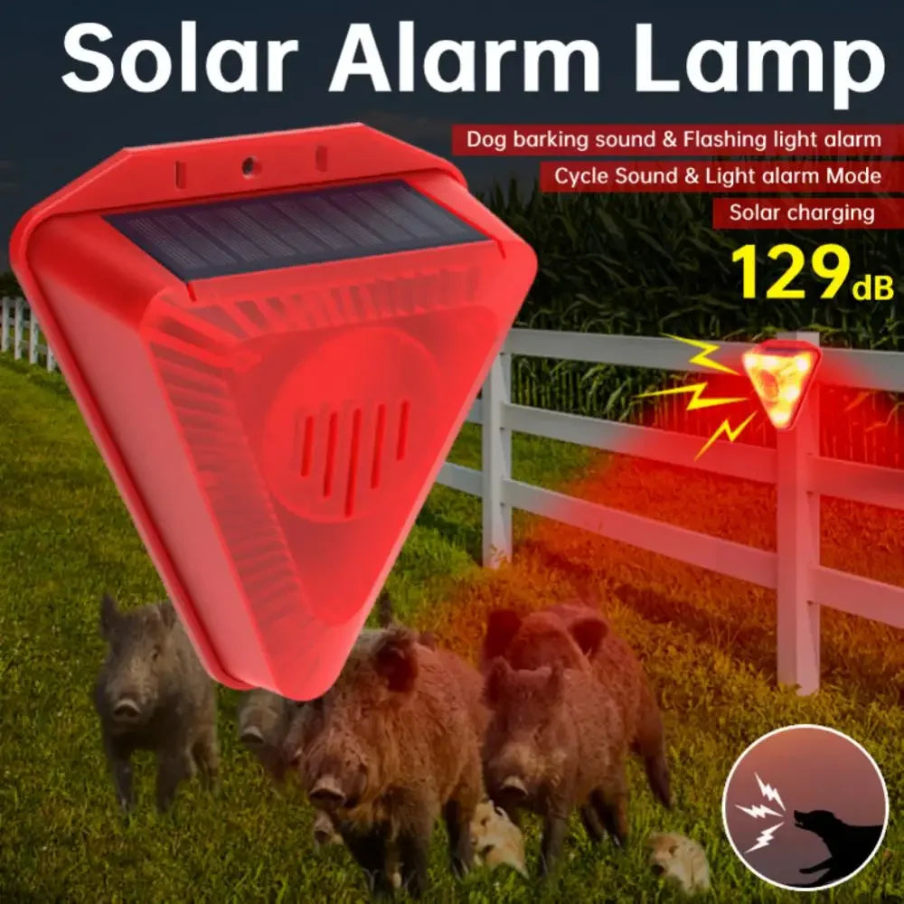 Solar Alarm Lamp Siren Wireless Motion Sensor Outdoor Waterproof 129dB Alarm Light Drive Away Wolf Wild Alarm System Detector
