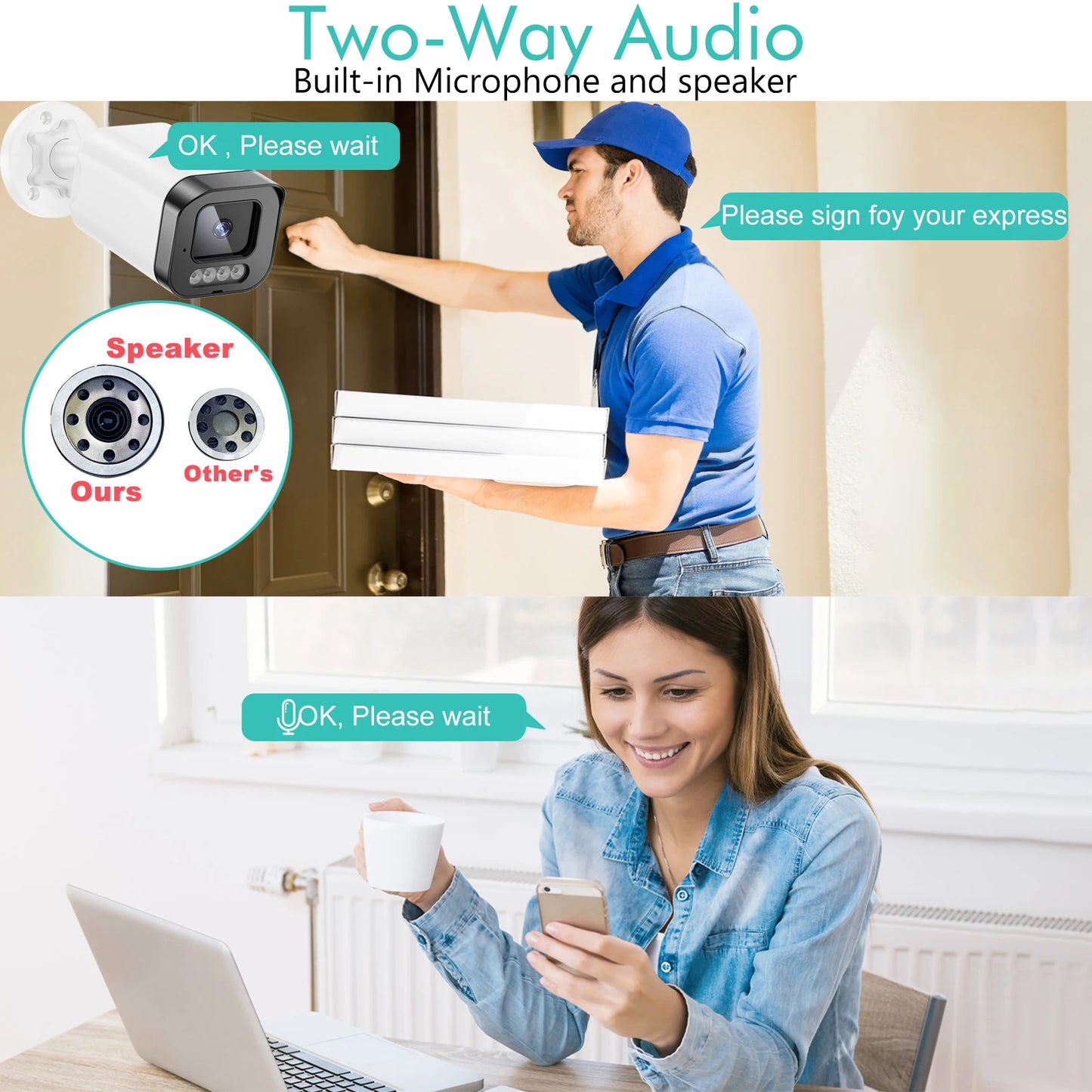 4K Security Camera System 8CH POE NVR 8MP Face Detect Color Night Vision Two Way Audio IP Camera Security Video Surveillance Set