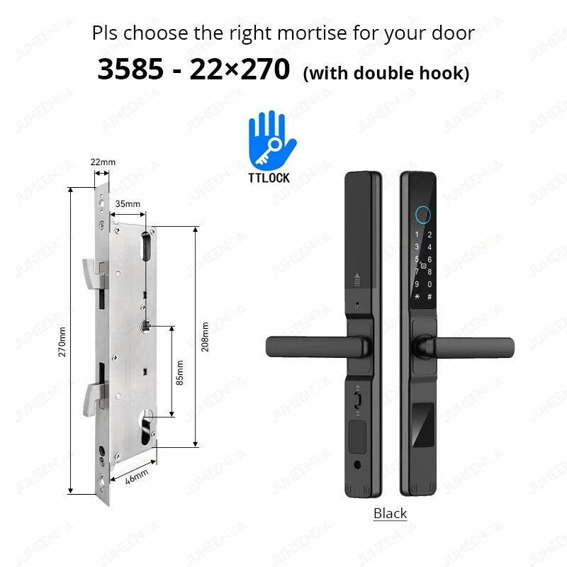 Waterproof Sliding Door Smart Lock TTLock App Alexa Fingerprint Digital Code RFID Card Anti-Lock Aluminum Glass Electronic Lock