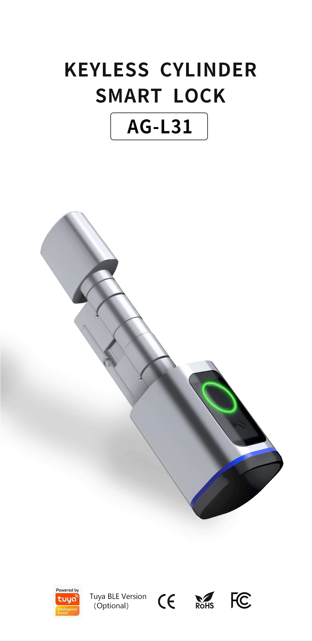 IAooGee L31 smart door lock with IC card/key/fingerprint/application, easy to install, suitable for office and apartment use