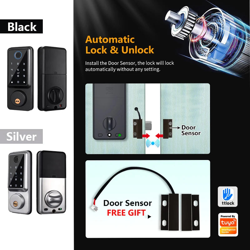 Waterproof Smart Deadbolt Locks for Home Alexa Wifi Bluetooth TTlock App Biometric Fingerprint Digital Keypad Entry Door Lock