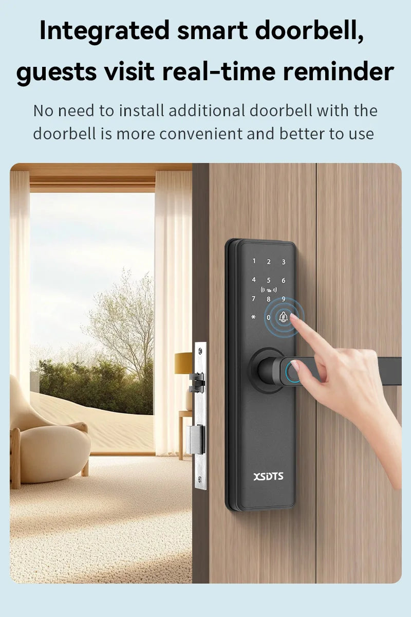 New Smart Door Lock With Tuya APP Digital Electronic Lock Smart Home Wooden Door Lock Biometric Fingerprint