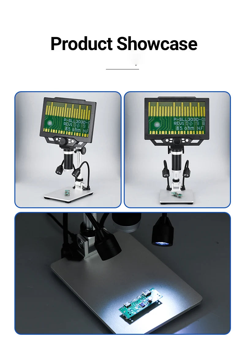 DDCAMERA 9-INCH LCD Digital Microscope 12MP 1600X Coin Microscopes With Metal Stand 1080P Microscopes Camera for Plant/Rock