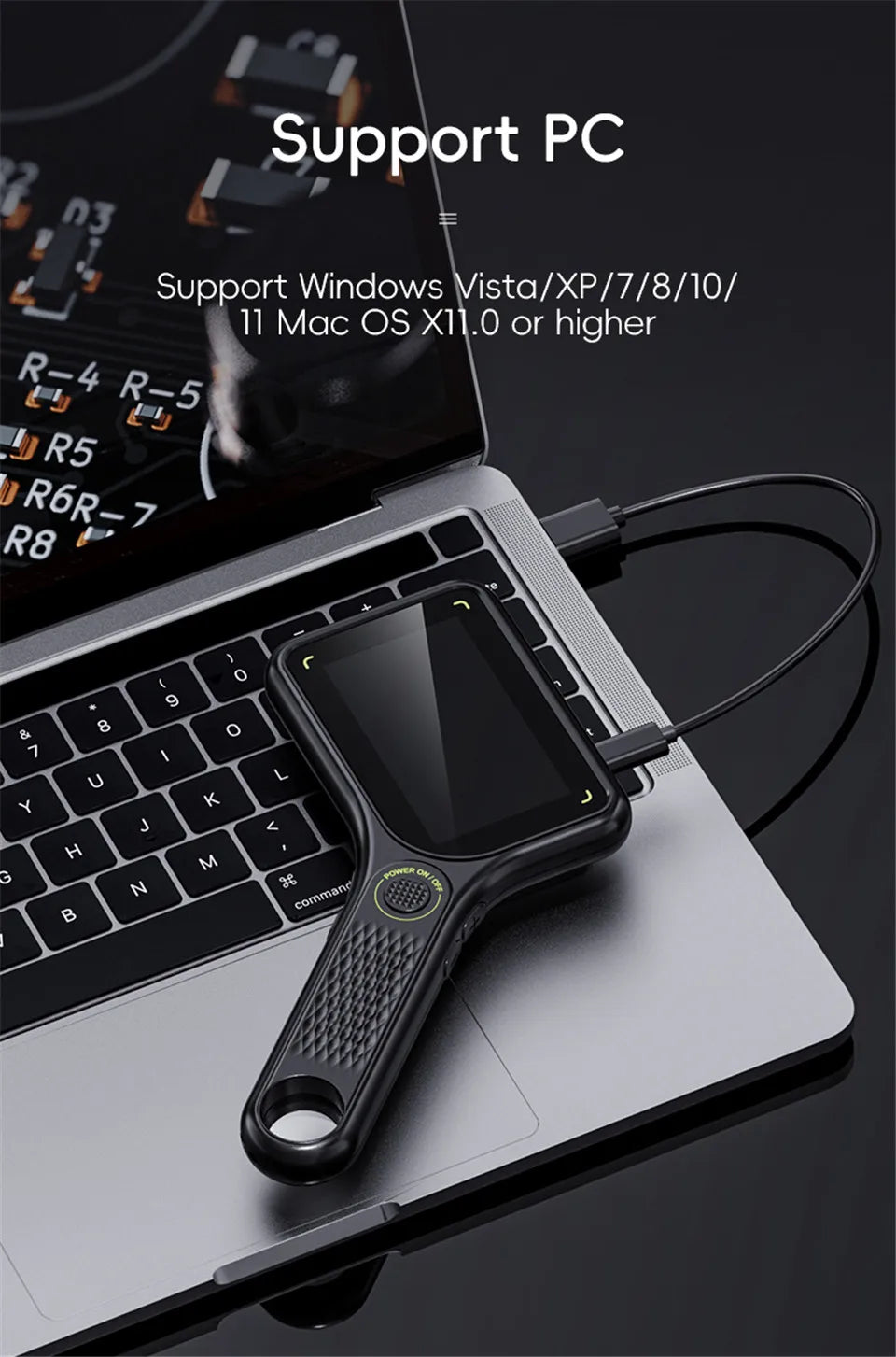 500X Digital Microscope 3-inch IPS Handheld Microscope Magnifier 2 Megapixel Magnifying Glass with 8Leds for Electronics Repair