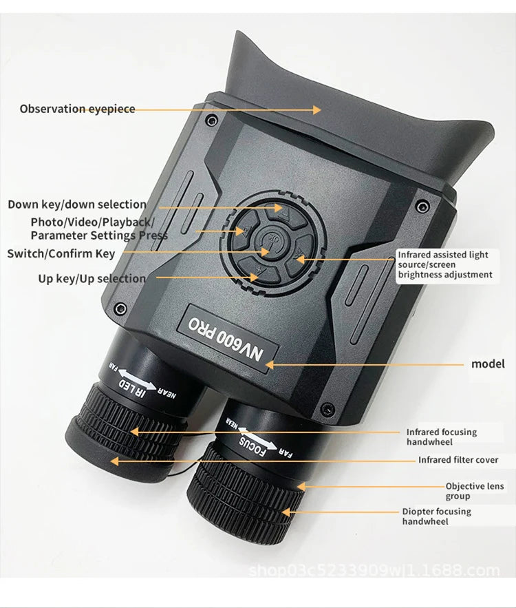 5K Night Vision Binoculars HD Full Dark 500M With Screen Digital Zoom Infrared Goggles Observing Animals Camping Hunting