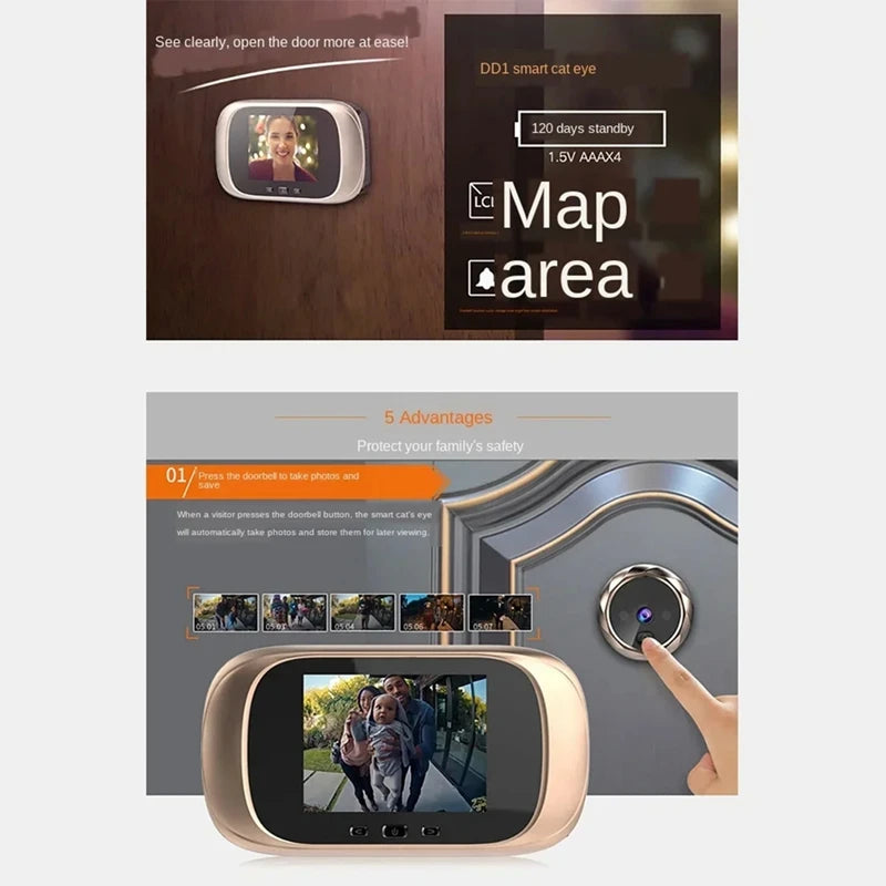 Digital LCD 2.8Inch Video Doorbell Peephole Viewer Door Eye Monitoring Camera 90 Degree Doorbell Motion Detection Eye Durable A