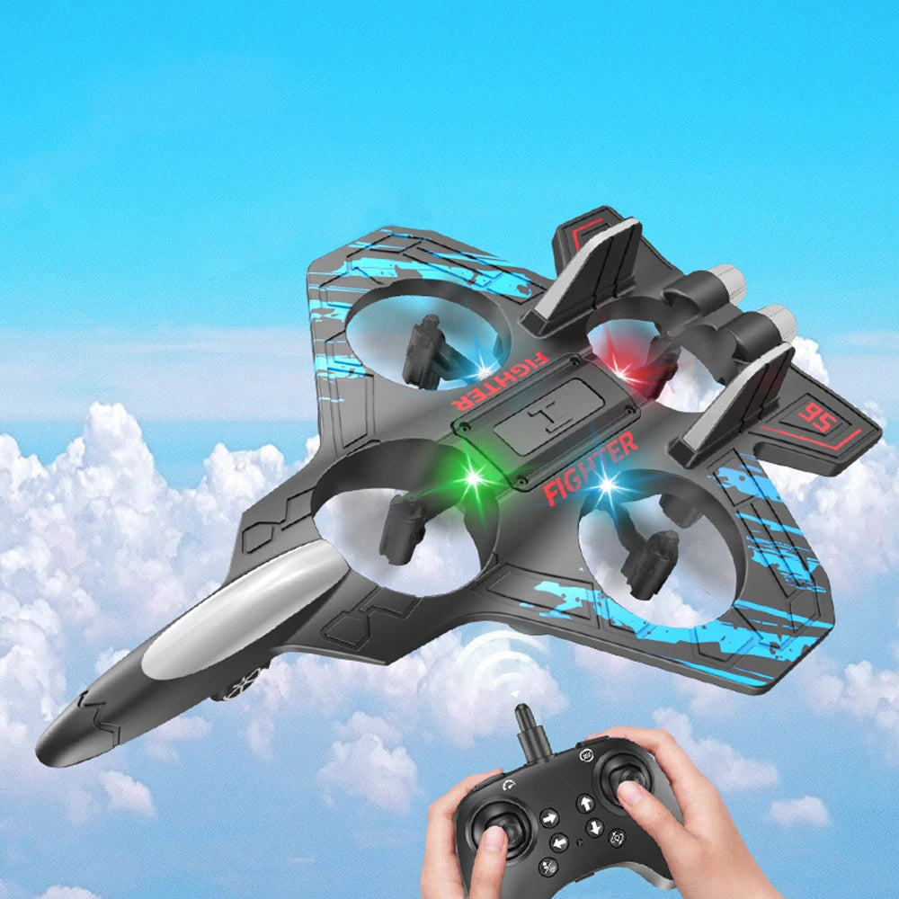 2.4G Remote Control Fighter 4-axis Gyro RC Airplane 360° Flip JetToy Hovering Helicopter with LED Colorful Lights Aircraft Model