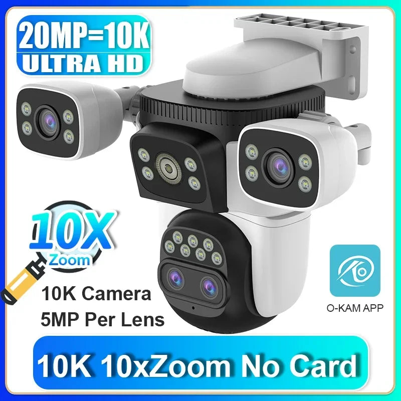 LS VISION 10K Security Camera WiFi Camera 10X Zoom Three Screen Home Wireless Surveillance Cameras CCTV Camera Human Detection