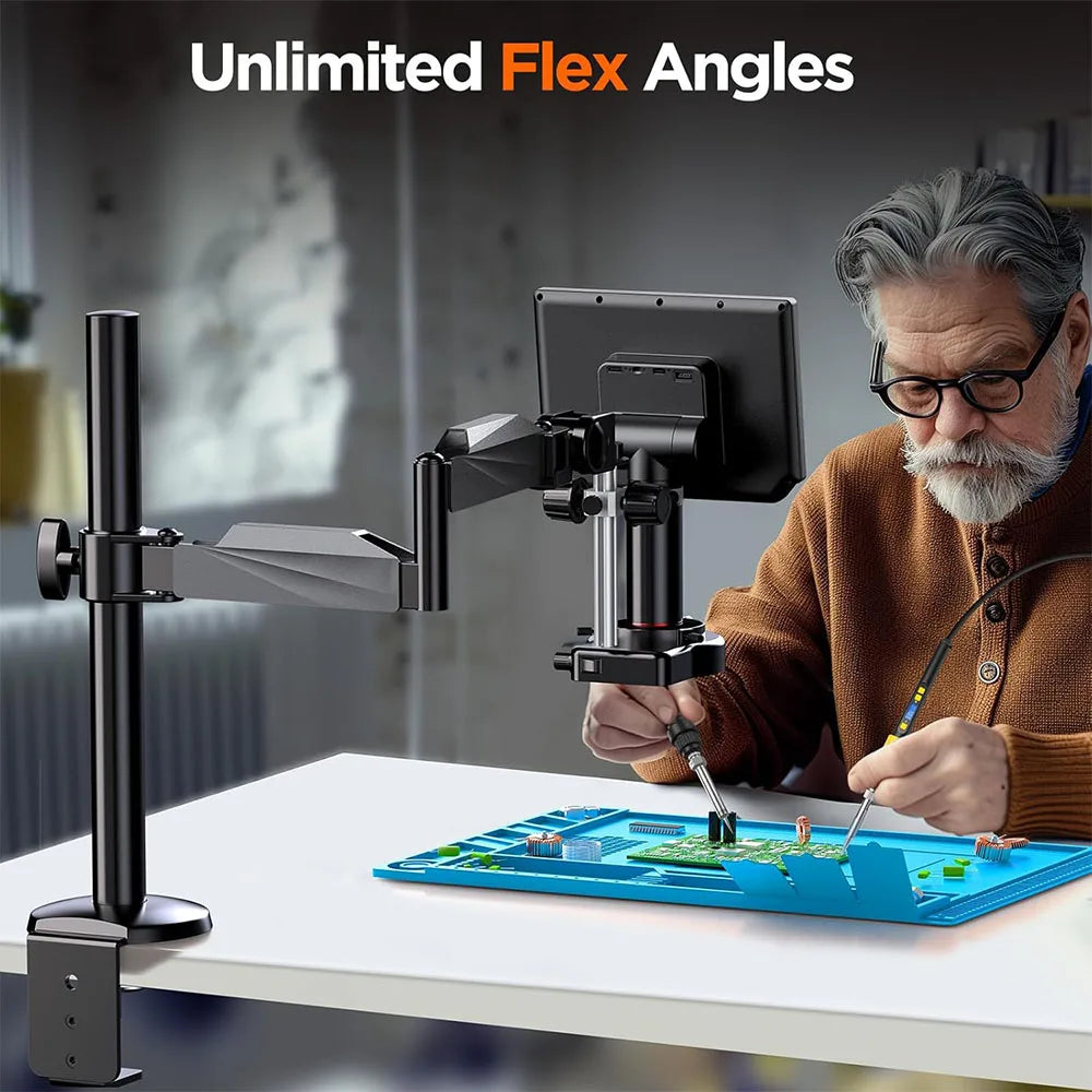 Elikliv EM4K-AF Flex 10.1'' Autofocus Digital Microscope 4K Soldering Microscopio for Electronics 2000X HDMI Microscope with Arm