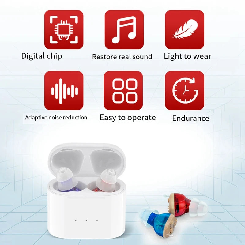 Noise-Canceling Hearing Aids For Seniors Rechargeable Sound Amplifier For Hearing Aid Charging Compartment Accessories