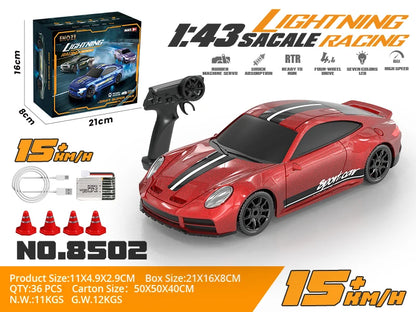 1/43 RC Cars LED Light 2.4G Radio Remote Control Sports Cars For Children Racing High Speed Drive Vehicle Drifts Boys Girls Toys