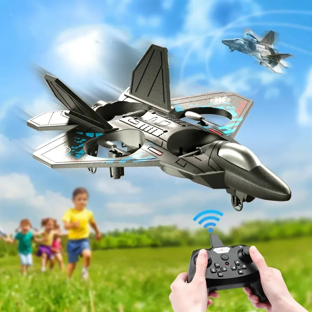 L0712 RC Plane 2.4G EPP Foam Fighter with LED Gravity Sensing 6-Axis Gyro Outdoor Remote Control Flying Toy Gifts for Boys