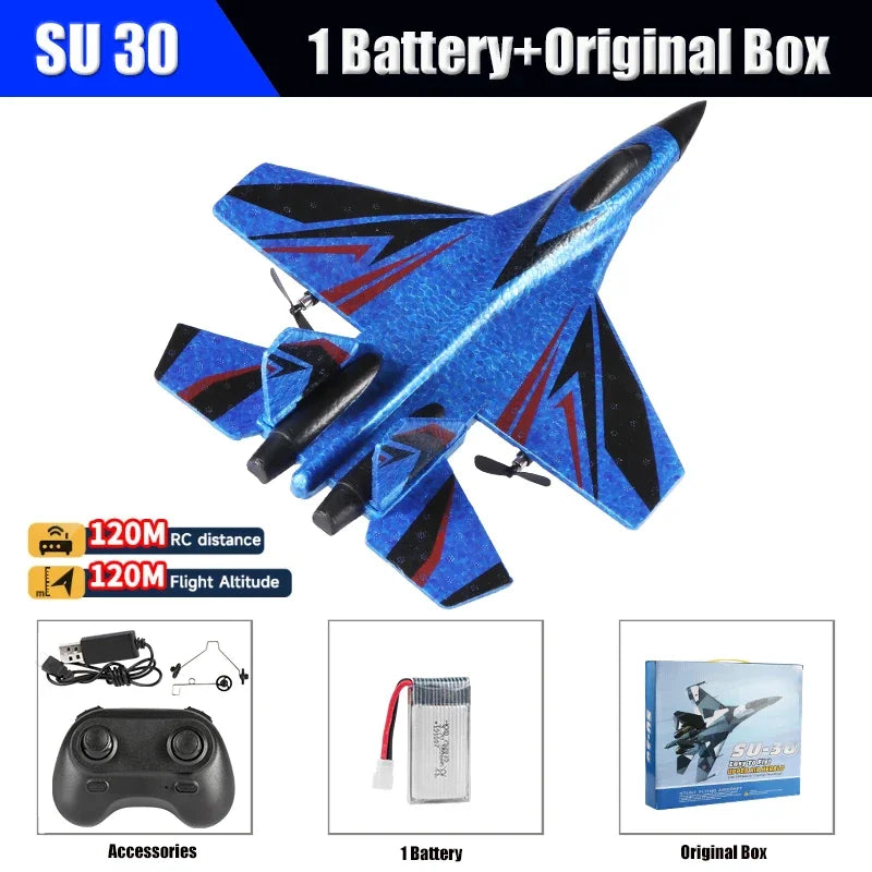 RC Plane SU57 Radio Control Airplane Light Fixed Wing Hand Throwing Su30 Foam Electric Remote Control Plane Toys for Children