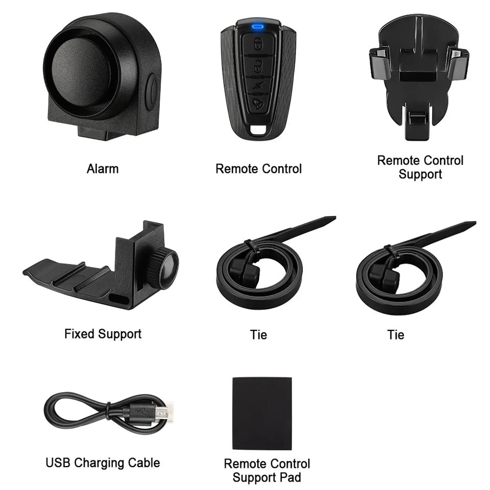 Bicycle Motorcycle Alarm Sensitive Vibration Sensor Anti-theft Alarm Wireless USB Charging Security Protection