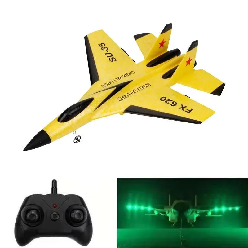 F22 Raptor RC Plane 2.4G 2CH Remote Control Flying Glider With LED Lights EPP Foam Airplane Toys For Children Gifts FX620