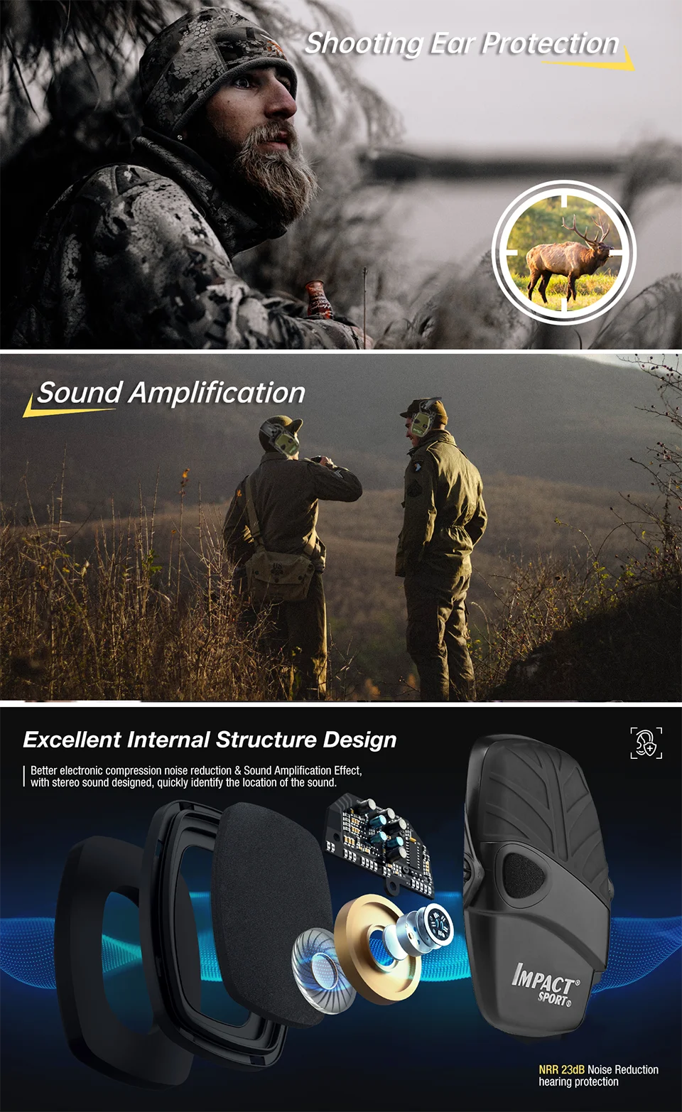New Electronic Shooting Headset Headphones for Hearing Protection Ear Protector Noise Reduction Active Hunting Earmuffs