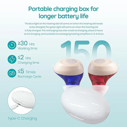 Magnetic Noise Cancellation Audiphone Invisible Wireless Loudspeaker Sound Amplifier Touch Control Earbuds For Hard of Listening