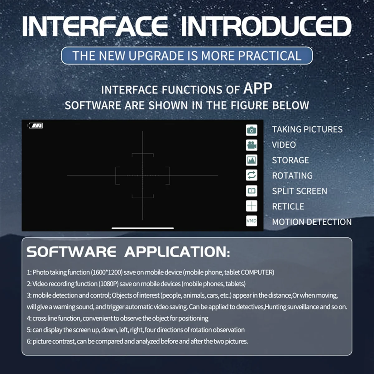 WiFi Digital Telescope 70X Large Aperture Objective Lens 2MP Photos Videos Mobile-Detective Positioning Monocular