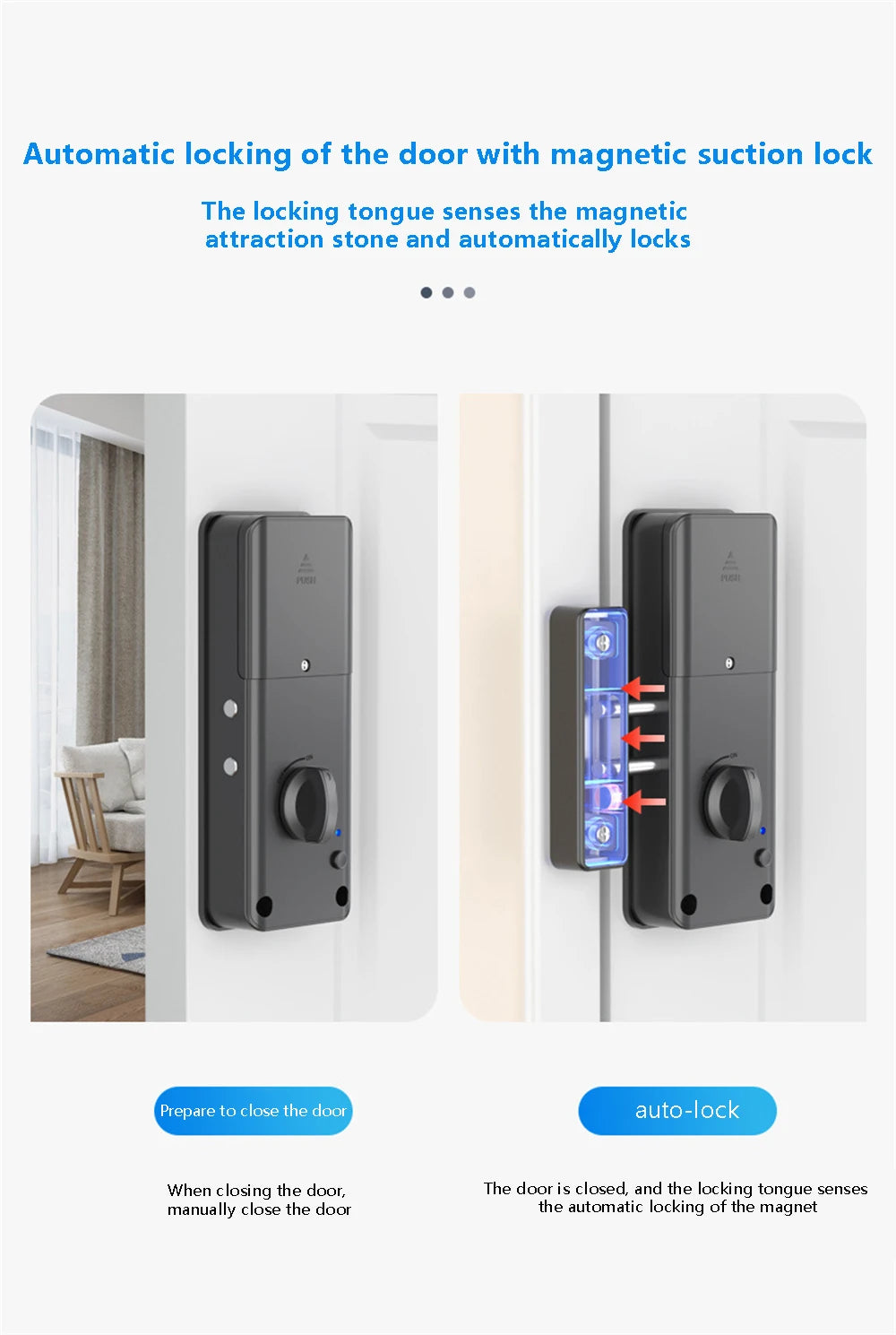 Xiaomi Smart Electric Motor Lock With Tuya App Keyless Entry Door Lock Concealed Invisible Installation IC Card Lock Wooden Door