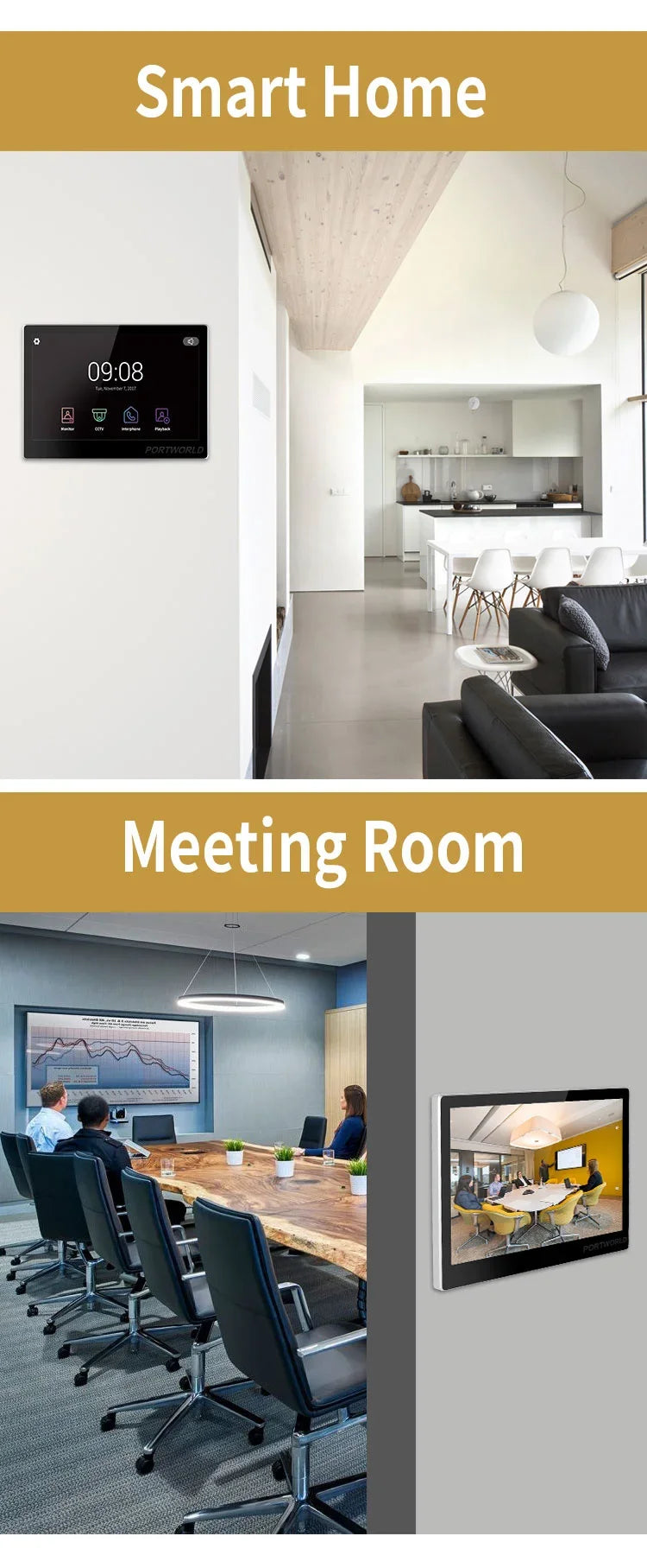 Smart Home Automation 10 Inch IPS Touch Screen Landscape Display Android AIO POE Tablet Inwall Mount