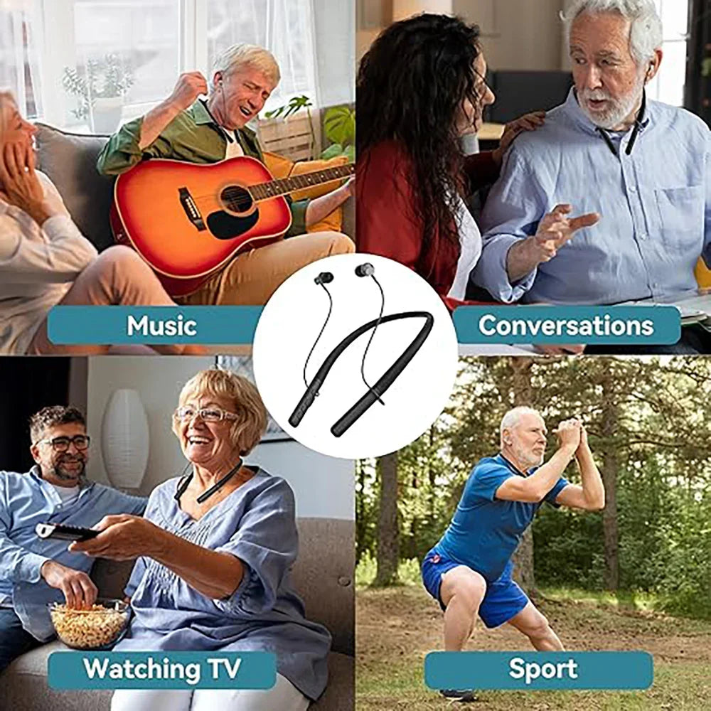 Neck strap hearing Wireless Bluetooth Ear Machine Noise Canceling Headphones For The Elderly Rechargeable Hearing Aid amplifier