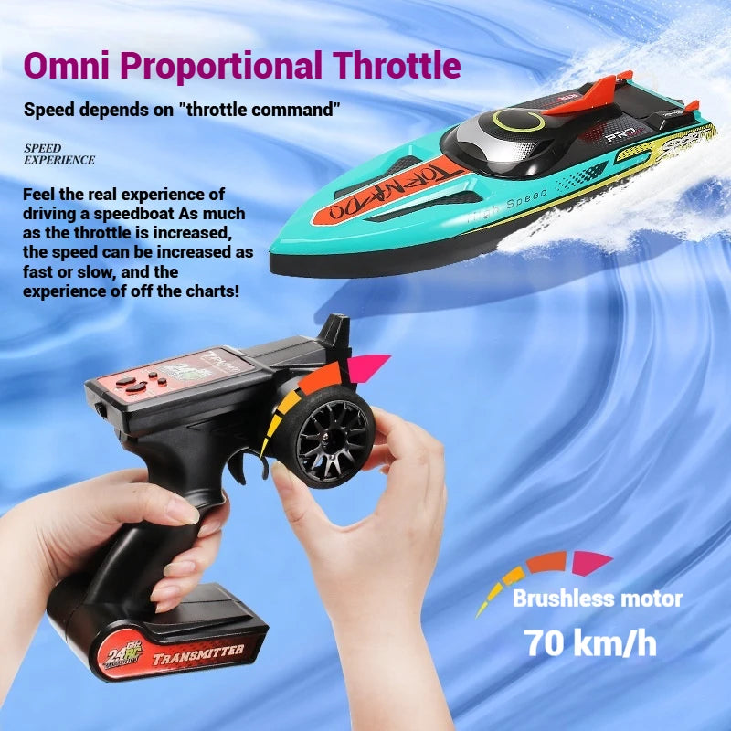 Hot Selling Ultra Large High-Speed Brushless Remote Control Boat Rc Speedboat With Built-In Water-Cooled Lighting Summer New Toy