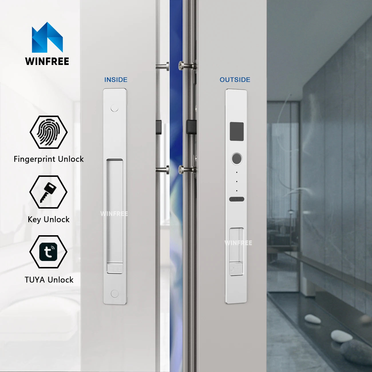 Sliding Door Smart Lock Biometric Fingerprint Lock Tuya Smart Home Bluetooth Remote Control