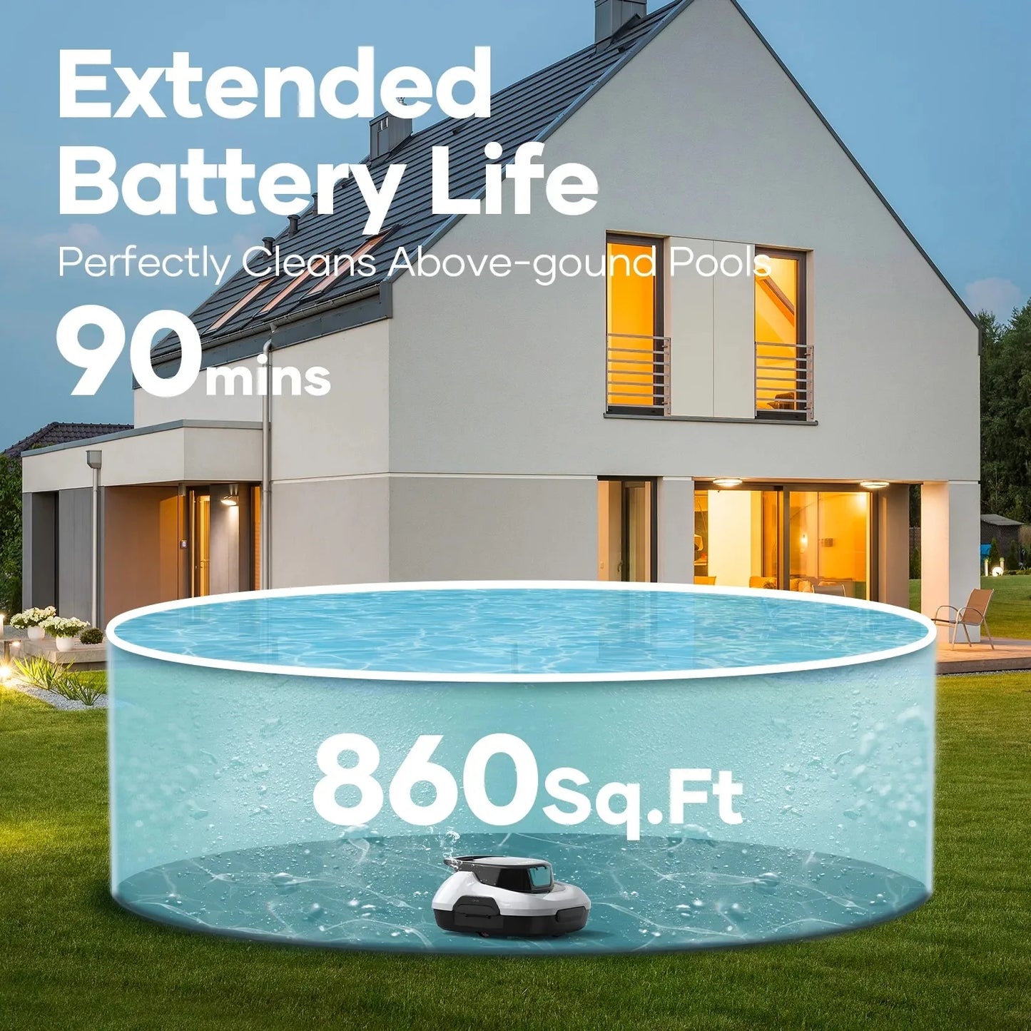 Pool CleanerAutomatic Pool Vacuum Cleaner Robotic Pool Cleaner For Above Ground Cordless Swimming Pools Cleaning