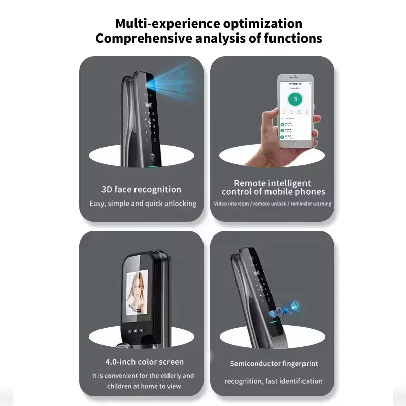 HX5 Smart Door Lock 3D Face Recognition Smart Home Door Lock WiFi Digital Electronic Lock Wifi Camera Rfid Card Works With tuya