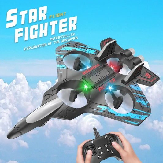 2.4GHz RC Plane, 4-axis Gyro Remote Control Airplane, 360° Flip Fighter Jet Toy, Helicopter Quadcopter, Easy to Fly RC Glider