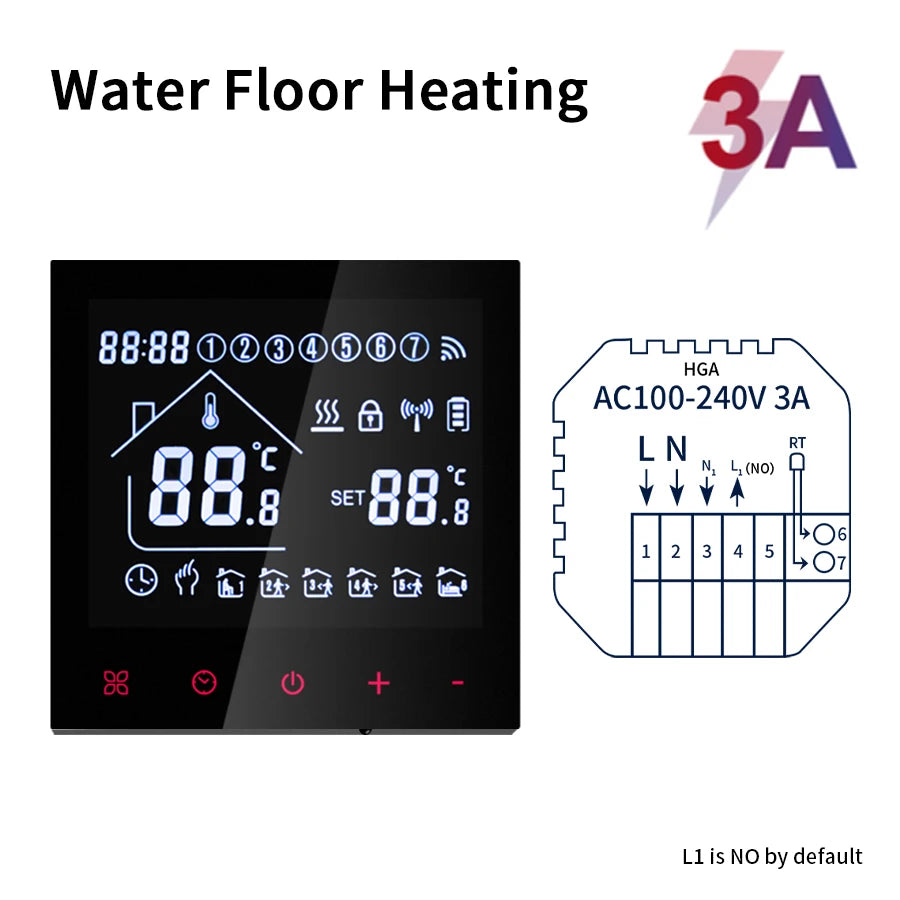 Smart Thermostat Wifi/NO Wifi Tuya Electric Floor Heating Temperature Controller Water/Gas Boiler Smart Life Work With Alexa