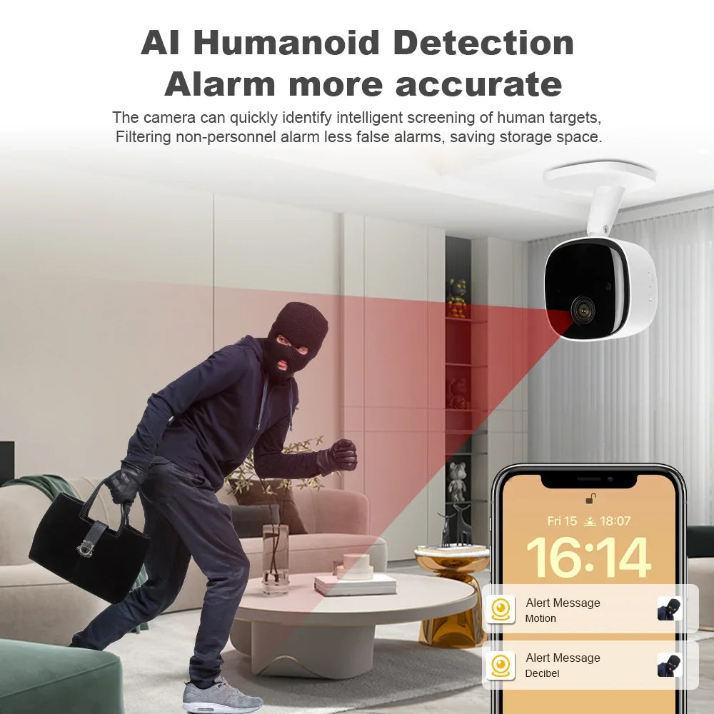 4K Security Camera Wireless Full Color Night Vision WiFi Monitor Waterproof Motion Detect Surveillance With 2 Way Audio New