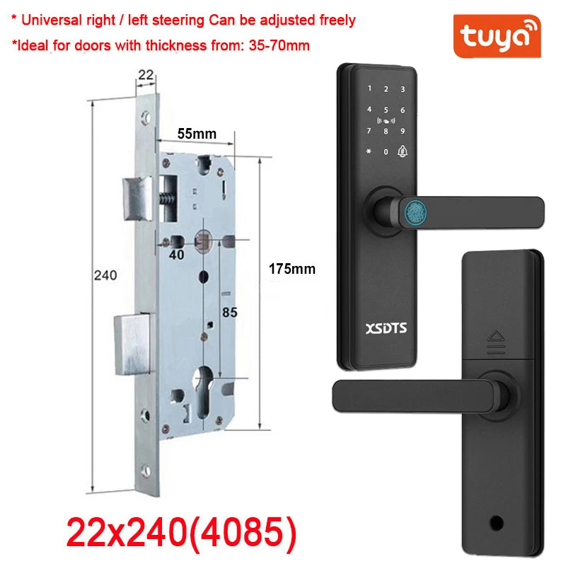 New Smart Door Lock With Tuya APP Digital Electronic Lock Smart Home Wooden Door Lock Biometric Fingerprint