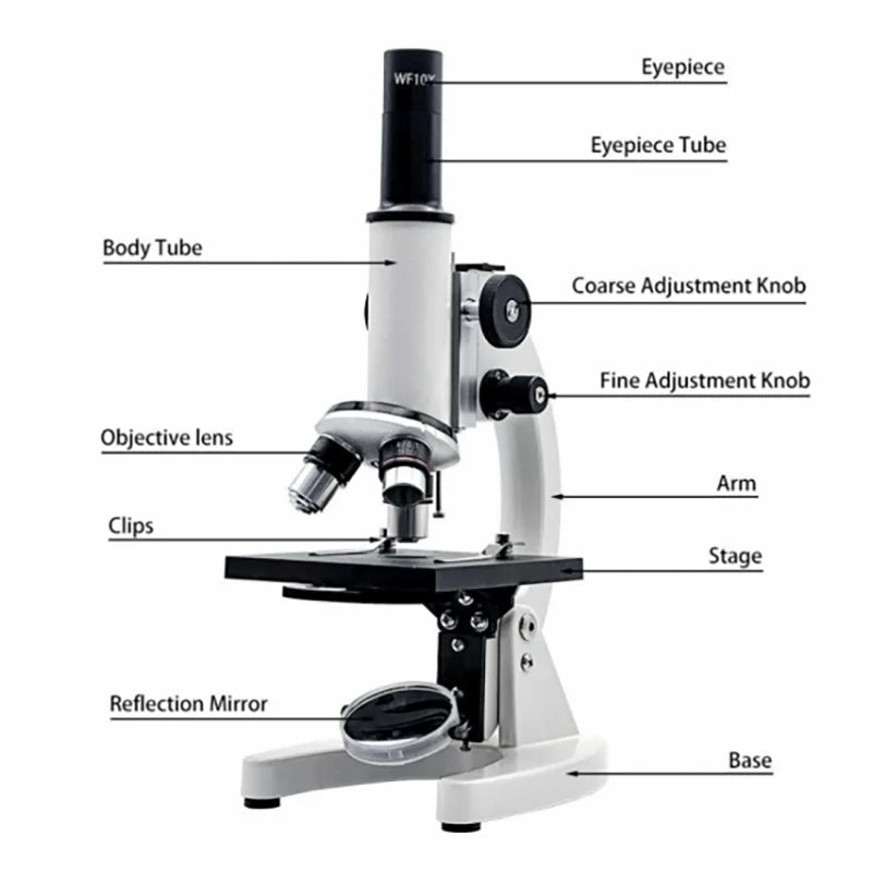 Monocular Optical Microscope 64X-2400X Microscope School Science Experimental Biology Microscope Digital Microscope for Children