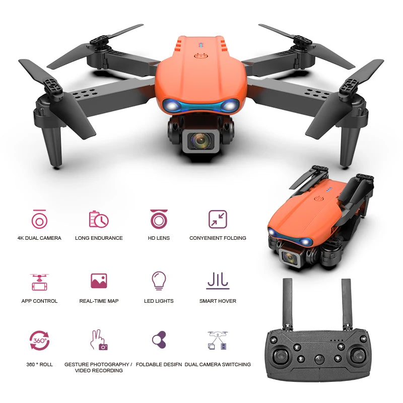 2024 New Drone With 4K Professional Camera High-Definition Dual Camera Lens Long Battery Life LED Night Flight Lights Toy Gift