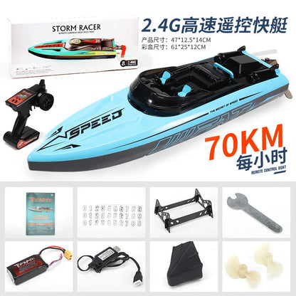 Hot Selling Ultra Large High-Speed Brushless Remote Control Boat Rc Speedboat With Built-In Water-Cooled Lighting Summer New Toy