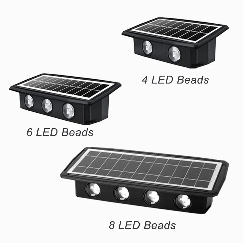 4/6/8LED Solar Wall Spotlight Outdoor Upper And Lower Lighting Solar Powered Waterproof Streetlight for Balcony Courtyard Garden