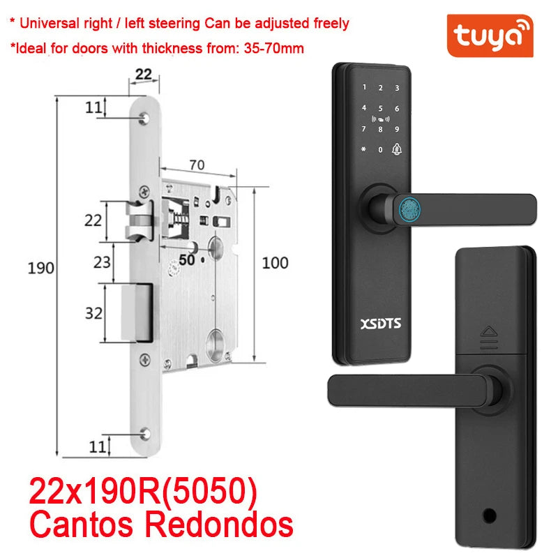New Smart Door Lock With Tuya APP Digital Electronic Lock Smart Home Wooden Door Lock Biometric Fingerprint