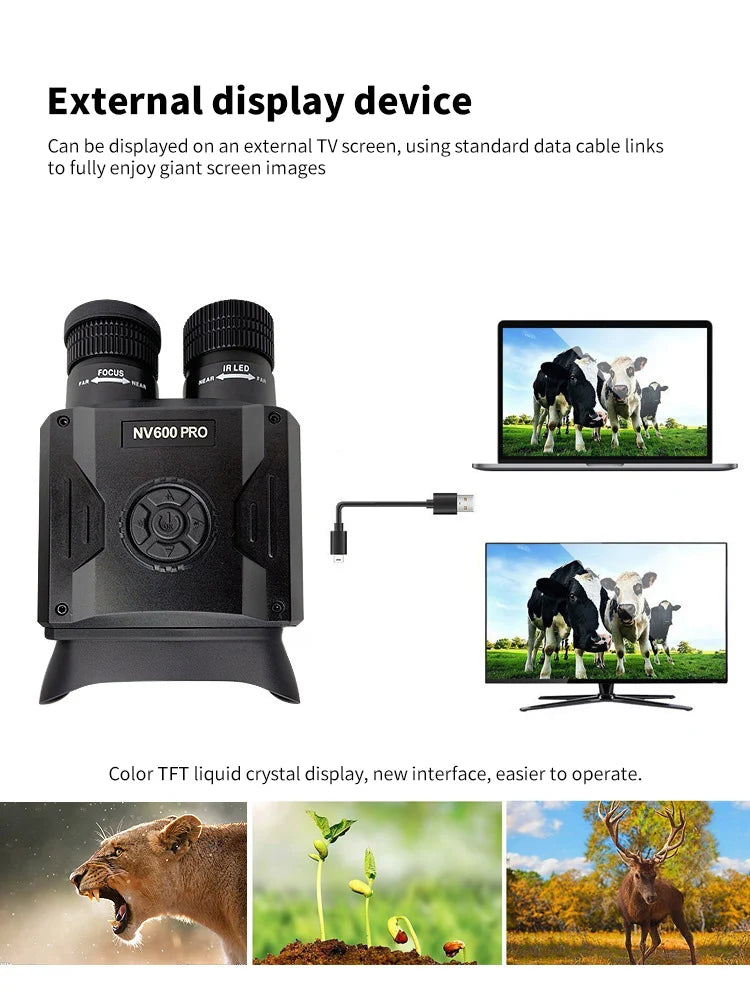 5K Night Vision Binoculars HD Full Dark 500M With Screen Digital Zoom Infrared Goggles Observing Animals Camping Hunting