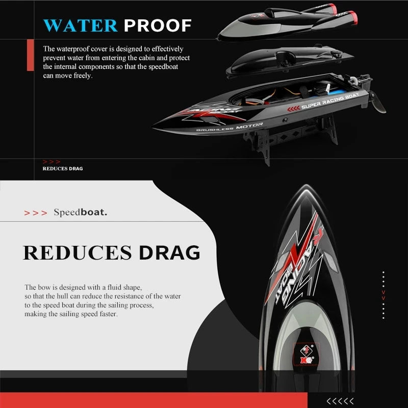 WLtoys WL916 RC Boat 55KM/H Brushless 2.4G Radio Electric High Speed Super Racing Boat Model Water Speedboat Kids Gifts RC Toys