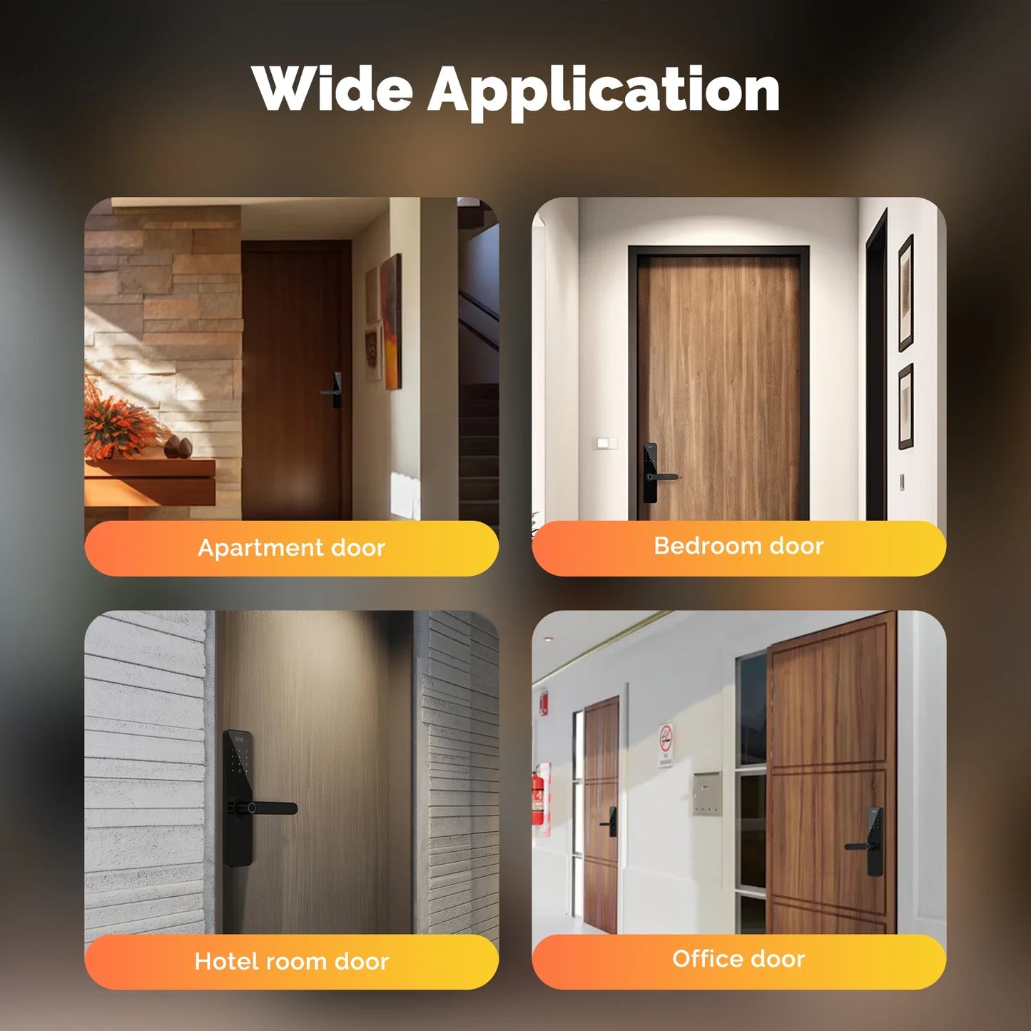 ‌MOES Smart Wooden Door Lock with Touchscreen - Bluetooth Fingerprint/Password/APP Unlock, Anti-Tamper Alarm, 6-Month Battery‌