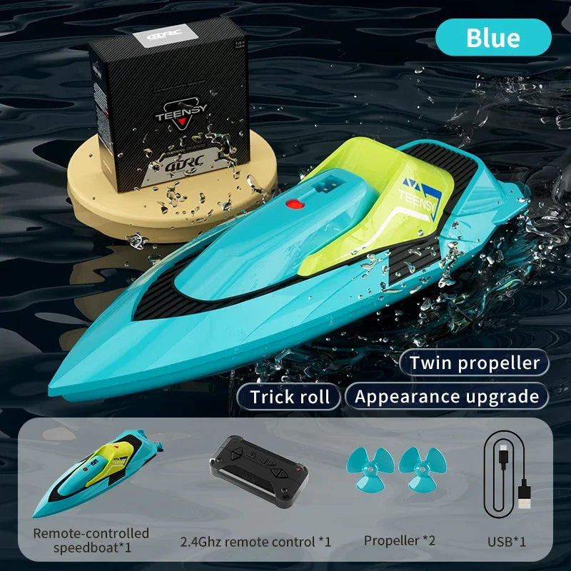 2.4G Remote Control Boat Dual Motor 10km/h High Speed Radio Remote Controlled Speedboat Mini RC Boat Summer Water Toy Pool Toys