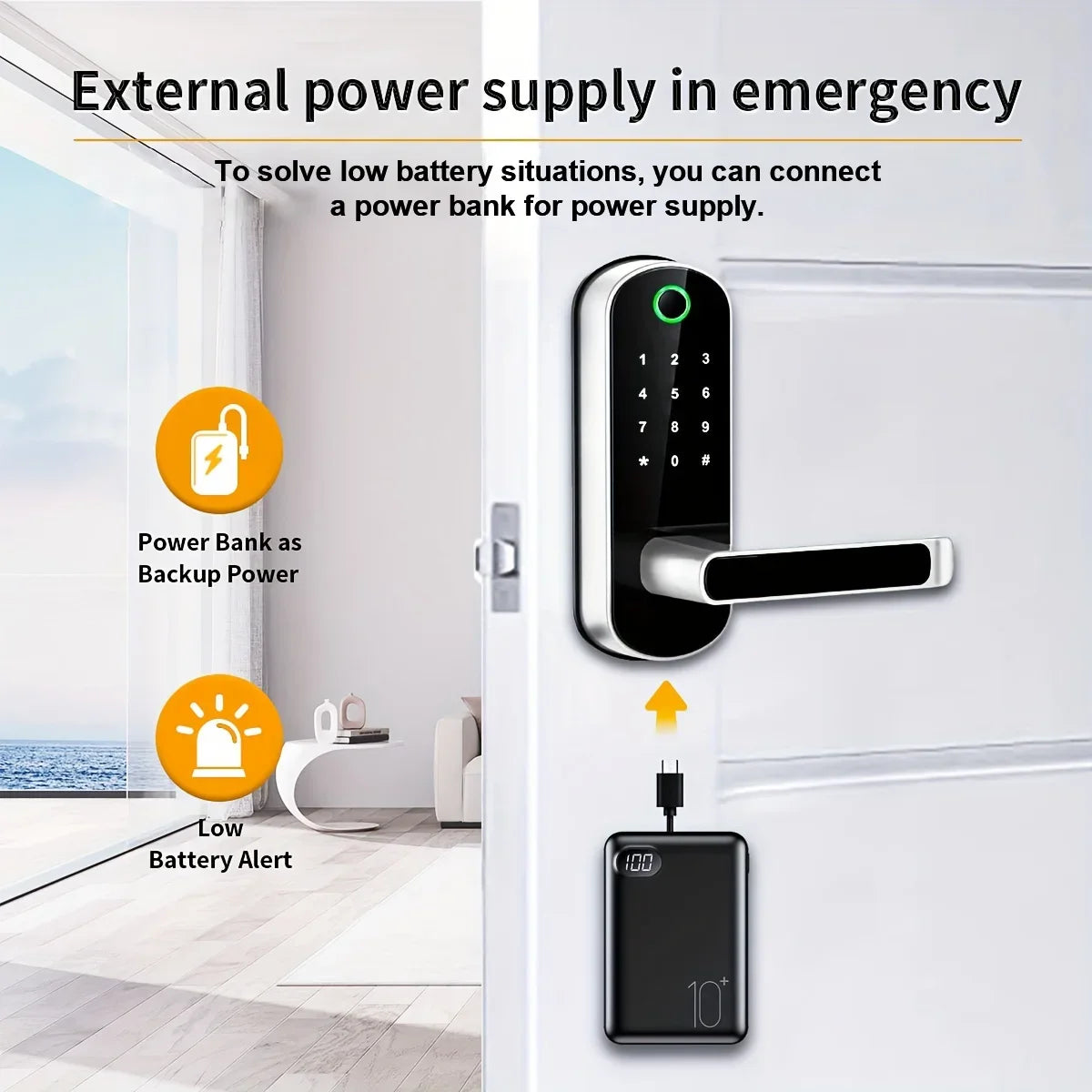 Smart Fingerprint Door Lock App Remote Control Keyless WIFI Digital Touchscreen Lock IP67 NFC Waterproof with 2 IC Cards
